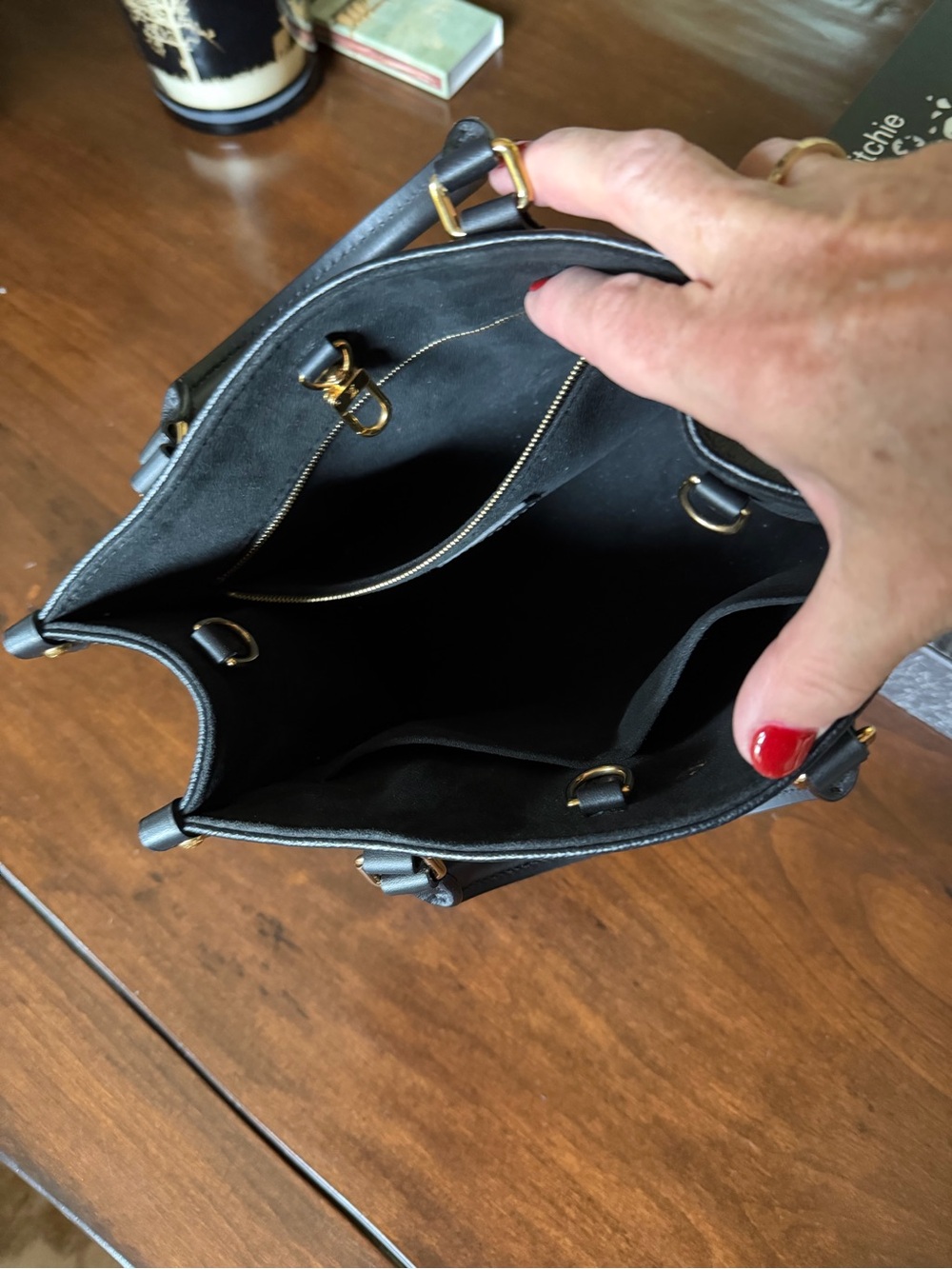 Louis Vuitton Black Onthego PM Embossed Monogram Leather Tote - Picture 4 of 4